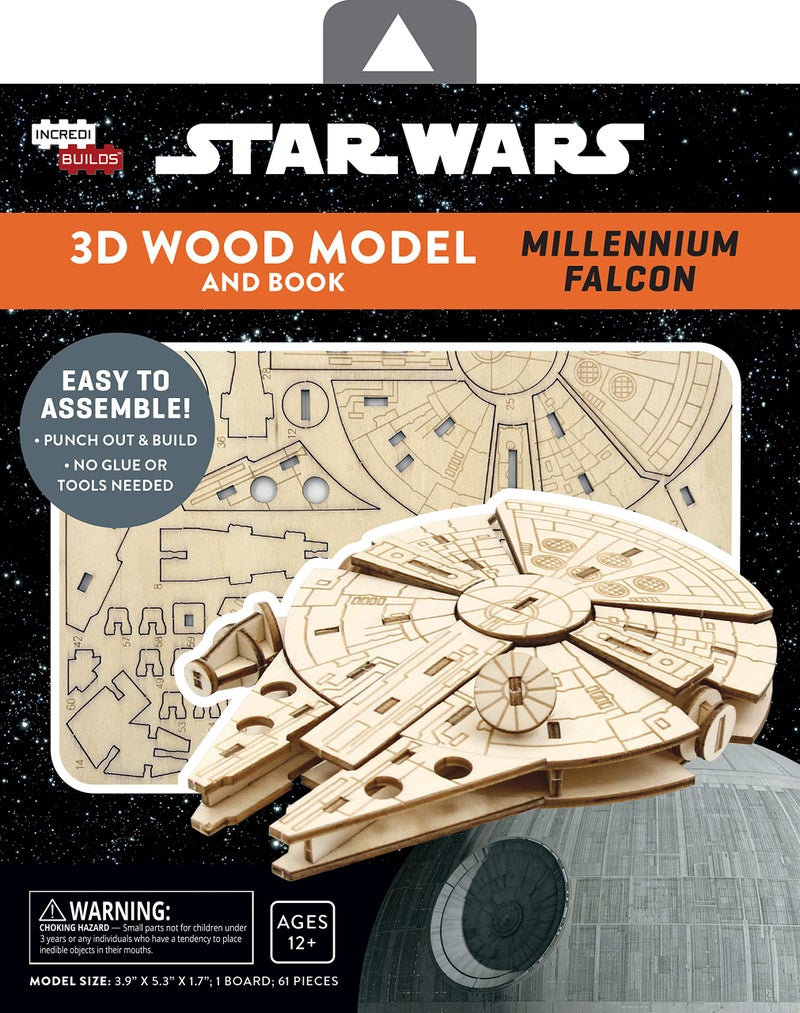IncrediBuilds Star Wars Millennium Falcon 3D Wood Puzzle Model Figure Kit (61 Pcs) - Build & Paint A 3-D Movie Replica Toy - Officially Licensed - Easter Basket Stuffer Gift for Kids, Teens, Adults - Image 5